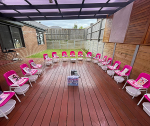pamper party setup