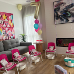 pamper party setup for a 7th birthday party
