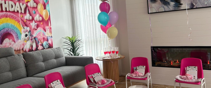 pamper party setup for a 7th birthday party