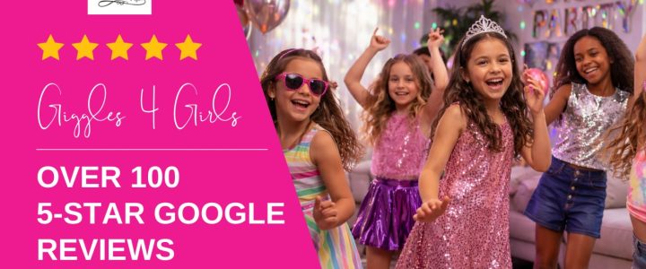 Girls dancing at a party with image title "over 100 5-star google reviews"